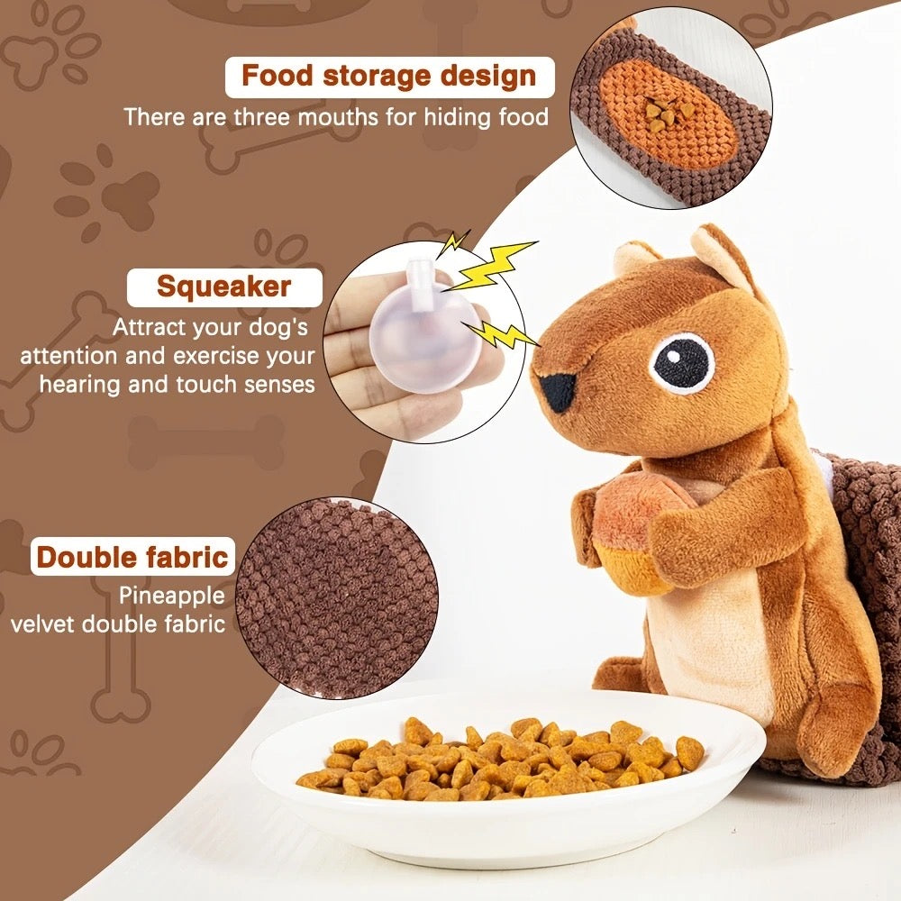 squirrel toy with tail to hide treats in